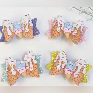 Ice Cream Hair Bows (4PCS) - Cute Accessories!